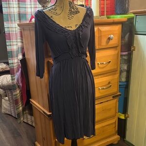 Wish Elegant Navy Ruffle Dress